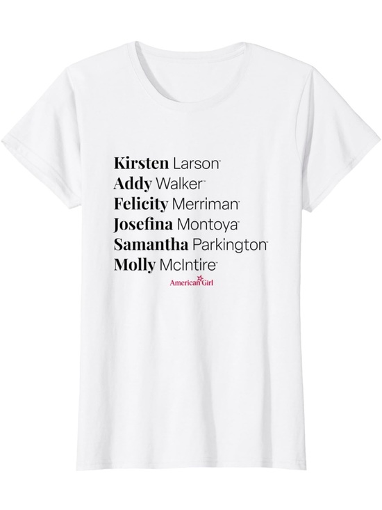 American Girl Tops - American Girl White Short-Sleeve Tee with Black Name-List Graphic